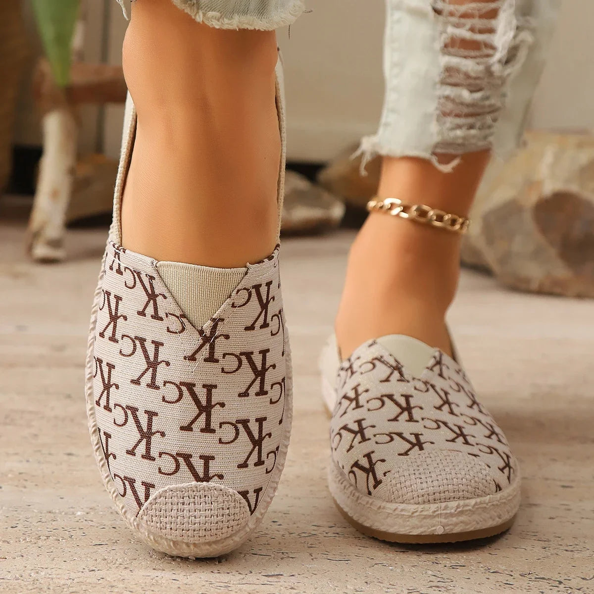 Letter Fisherman Shoes Graffiti Loafers Women's