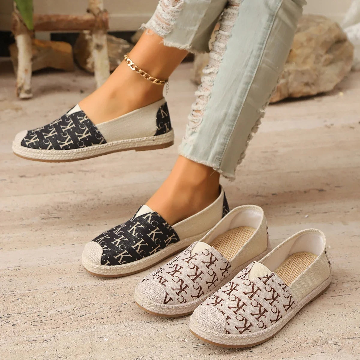Letter Fisherman Shoes Graffiti Loafers Women's