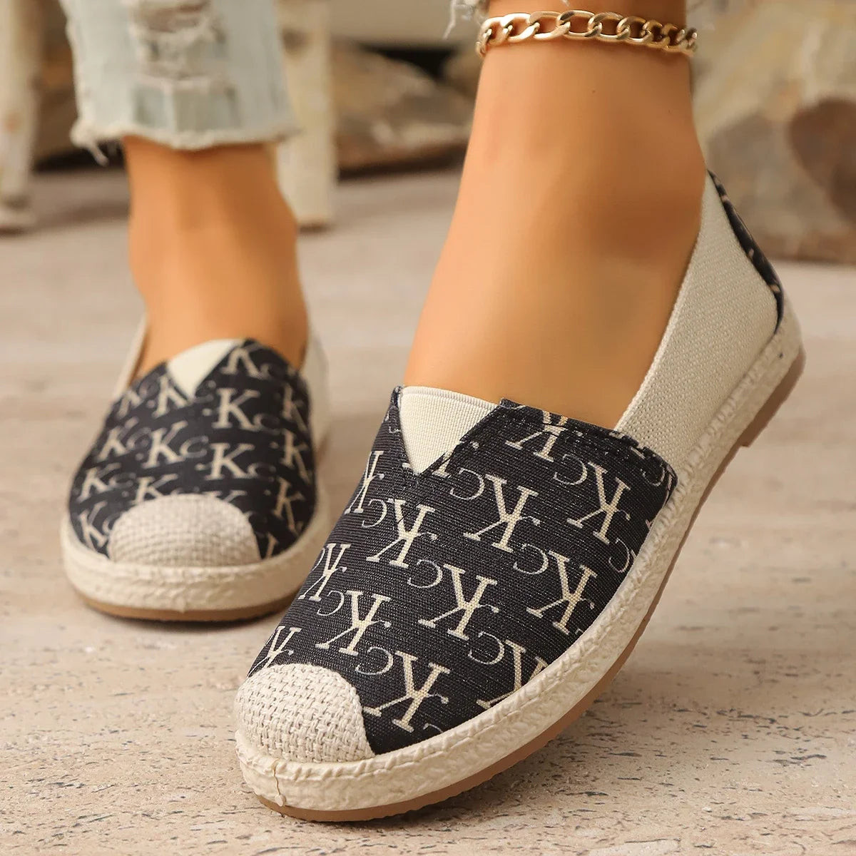 Letter Fisherman Shoes Graffiti Loafers Women's